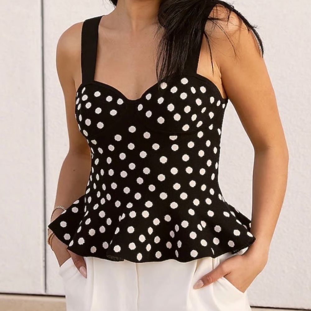 Express Polka Dot Peplum Top